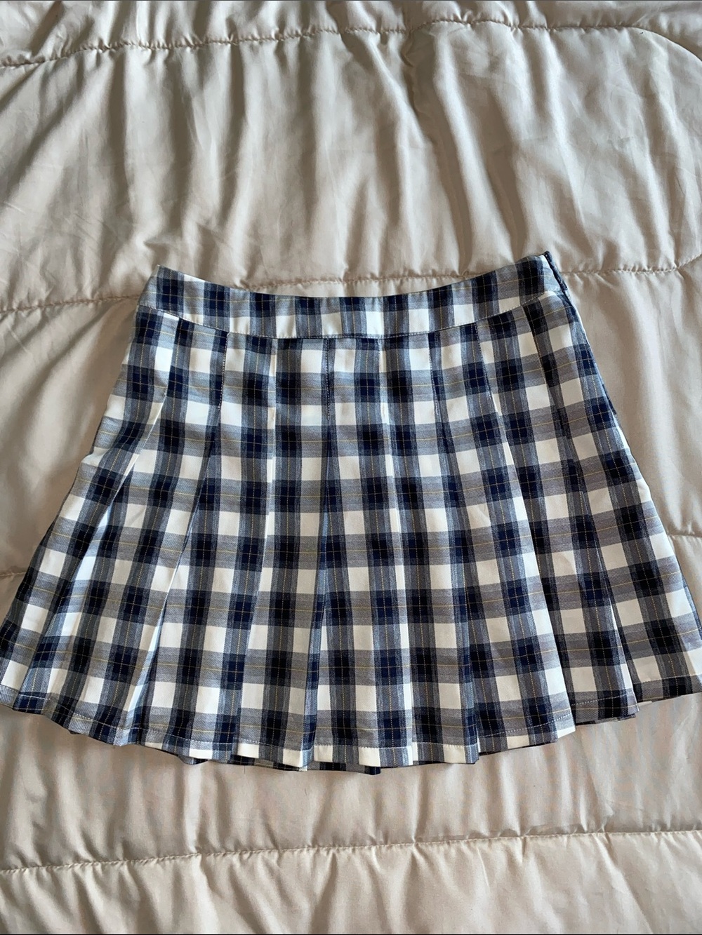 Women’s Plaid Pleated Mini Skirt - Navy & White Excellent Condition